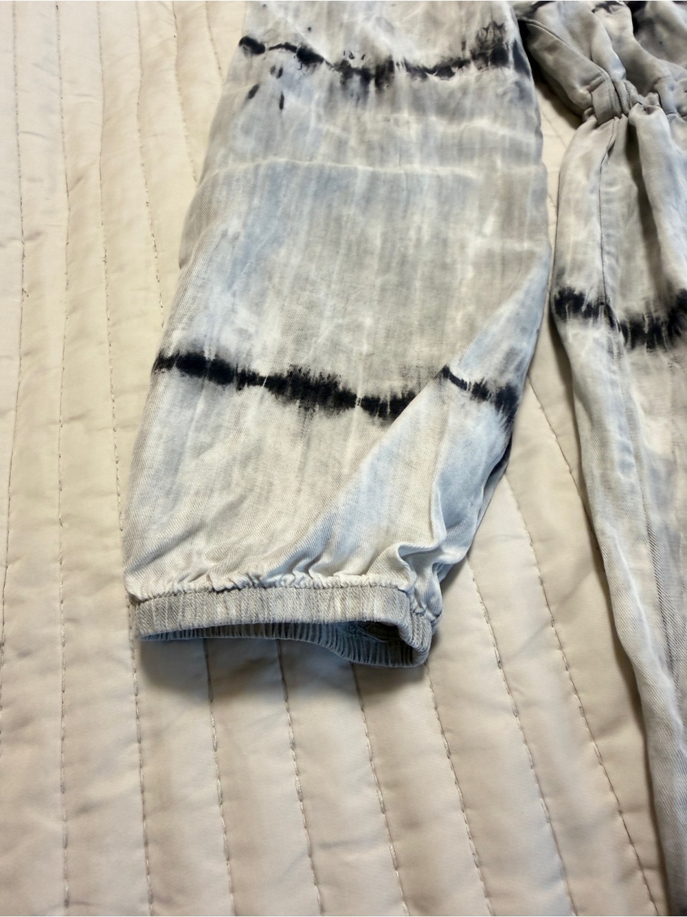 Cloth & Stone Anthropologie Midi Dress Grey Tie Dye Tencel XL Drawstring Ruffle - Picture 9 of 12